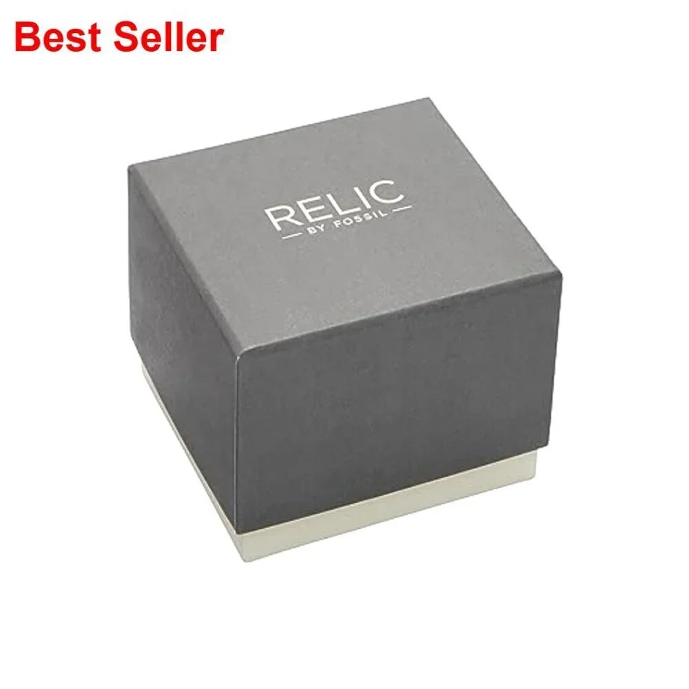 Stainless Steel and Black Silicone Band Watch with Glow In The Dark
